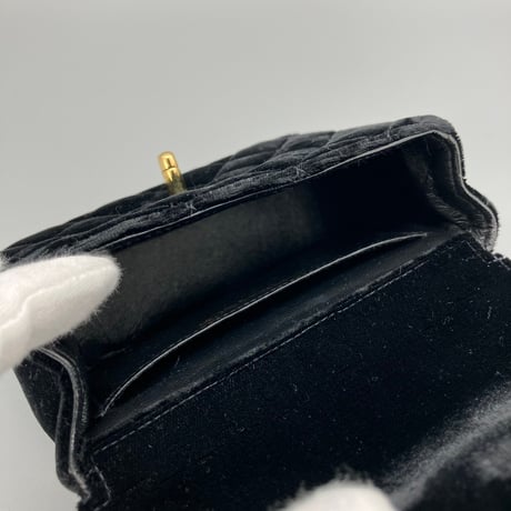 CHANEL (シャネル) ヴィンテージ 親子バッグ マトラッセ ベロア ベルベット ターンロック ミニハンドバッグ