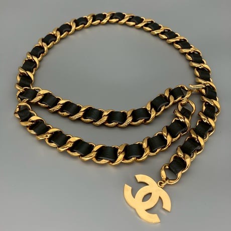CHANEL (シャネル) ヴィンテージ デカココ ココマーク レザー チェーンベルト