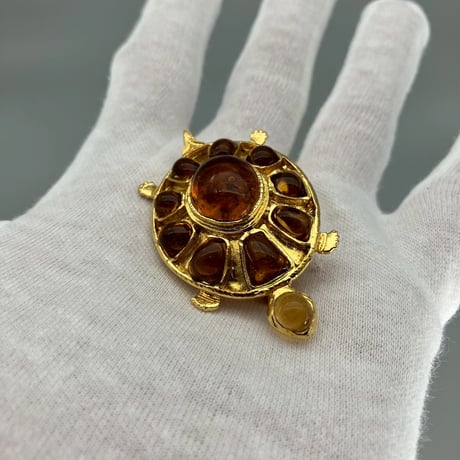 CHANEL (シャネル) ヴィンテージ グリポア カラーストーン カメ タートル ブローチ