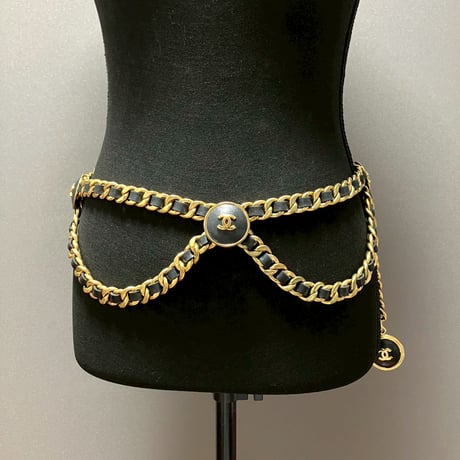 CHANEL (シャネル) ヴィンテージ ココマーク レザー チェーンベルト
