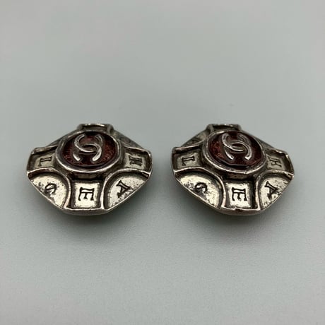 CHANEL (シャネル) ヴィンテージ カラーストーン グリポア ココマーク イヤリング