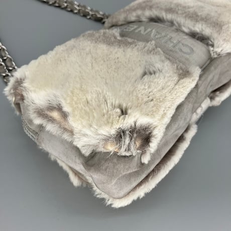 CHANEL (シャネル) ヴィンテージ スポーツライン ファー ココマーク ダブルチェーン ショルダーバッグ