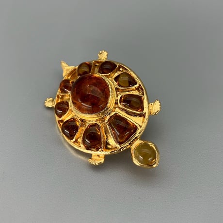 CHANEL (シャネル) ヴィンテージ グリポア カラーストーン カメ タートル ブローチ