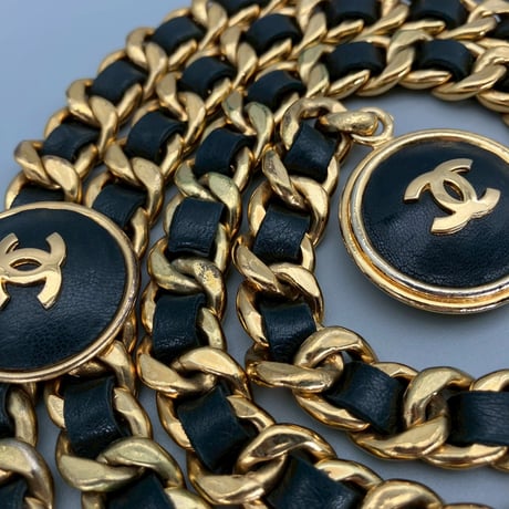 CHANEL (シャネル) ヴィンテージ ココマーク レザー チェーンベルト