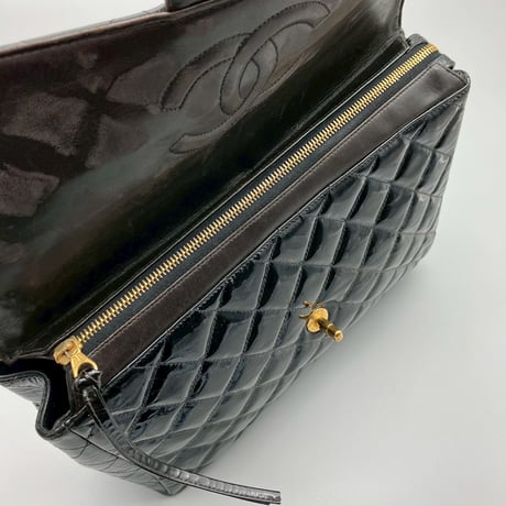 CHANEL (シャネル) ヴィンテージ ココマーク マトラッセ ターンロック パテントレザー エナメル リュックサック バックパック