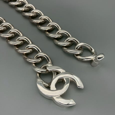 CHANEL (シャネル) ヴィンテージ デカココ ターンロック ココマーク シルバー ネックレス