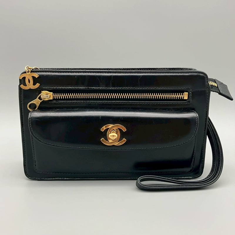 CHANEL シャネル ココマーク ターンロック ビコローレ クラッチ バッグ CHANEL (シャネル) ヴィンテージ ターンロック ココマーク