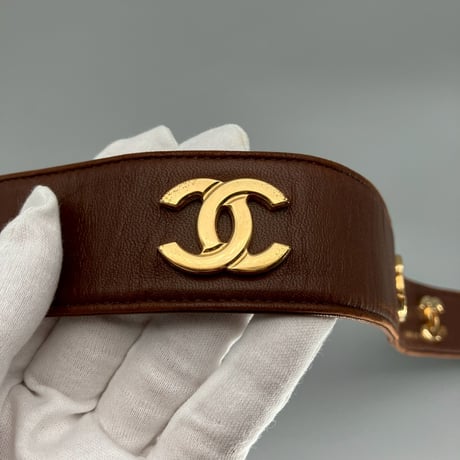 CHANEL (シャネル) ヴィンテージ ラムスキン ココマーク ロゴ ベルト