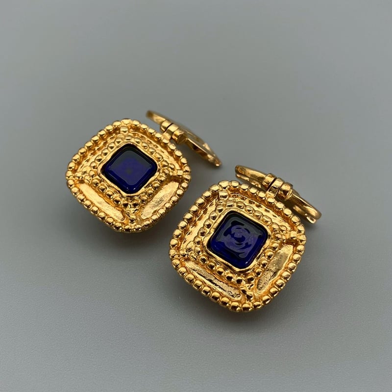 CHANEL (シャネル) ヴィンテージ グリポア カラーストーン ココマーク  