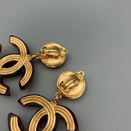 CHANEL (シャネル) ヴィンテージ グリポア カラーストーン デカココ ココマーク スイング イヤリング