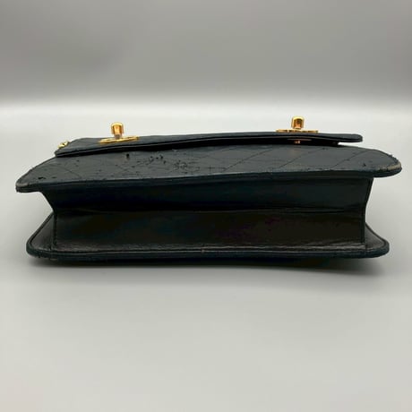 CHANEL (シャネル) ヴィンテージ ダブルターンロック ココマーク ラムスキン ハンドバッグ ショルダーバッグ