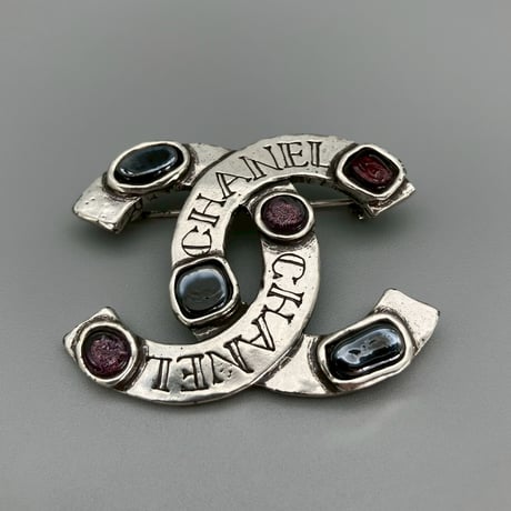 CHANEL (シャネル) ヴィンテージ 31 RUE CAMBON PARIS グリポア カラーストーン ココマーク ブローチ