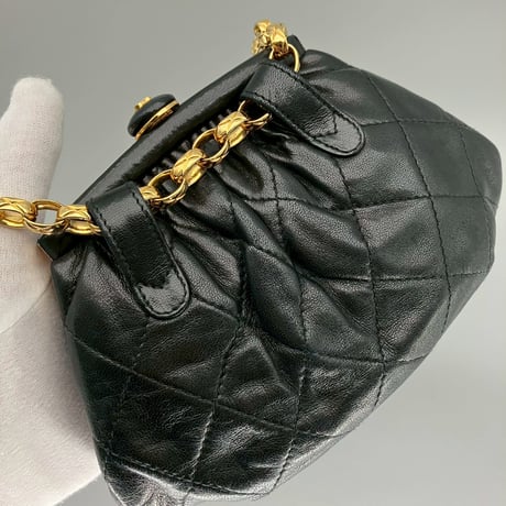 CHANEL (シャネル) ヴィンテージ ラムスキン がま口 ココマーク フリンジ ウエストバッグ