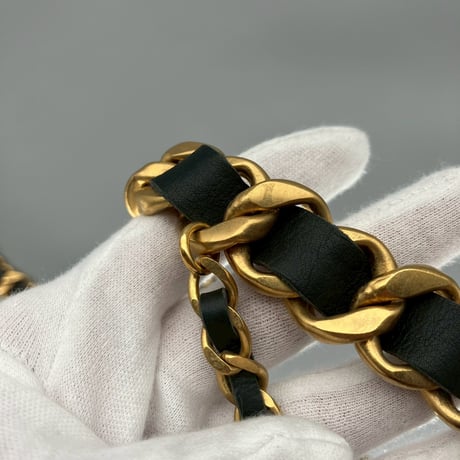 CHANEL (シャネル) ヴィンテージ クローバー ロゴ レザー チェーン ベルト