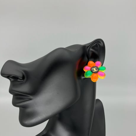 CHANEL (シャネル) ヴィンテージ ココマーク フラワー マルチカラー イヤリング