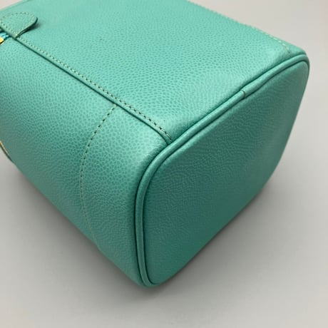 CHANEL (シャネル) ヴィンテージ デカココ ココマーク キャビアスキン グリーン バニティ ハンドバッグ