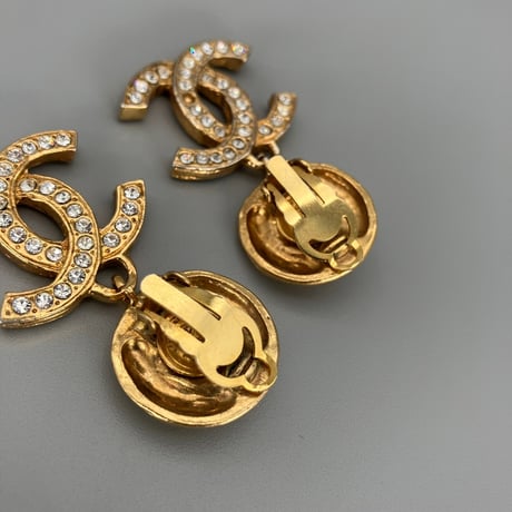 CHANEL (シャネル) ヴィンテージ ラインストーン ココマーク イヤリング