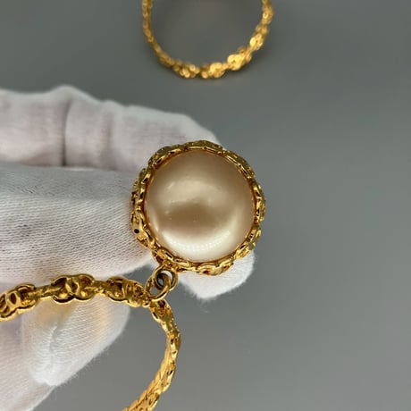 CHANEL (シャネル) ヴィンテージ ココマーク パール サークル スイング イヤリング