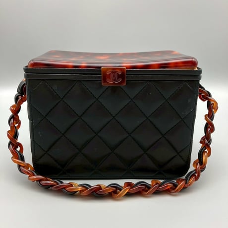 CHANEL (シャネル) ヴィンテージ べっ甲 ココマーク ラムスキン ハンドバッグ バニティ