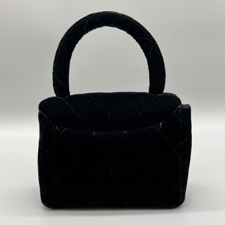 CHANEL (シャネル) ヴィンテージ 親子バッグ マトラッセ ベロア ベルベット ターンロック ミニハンドバッグ