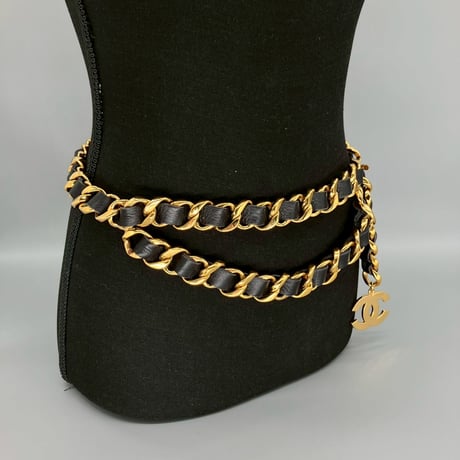 CHANEL (シャネル) ヴィンテージ デカココ ココマーク レザー チェーンベルト
