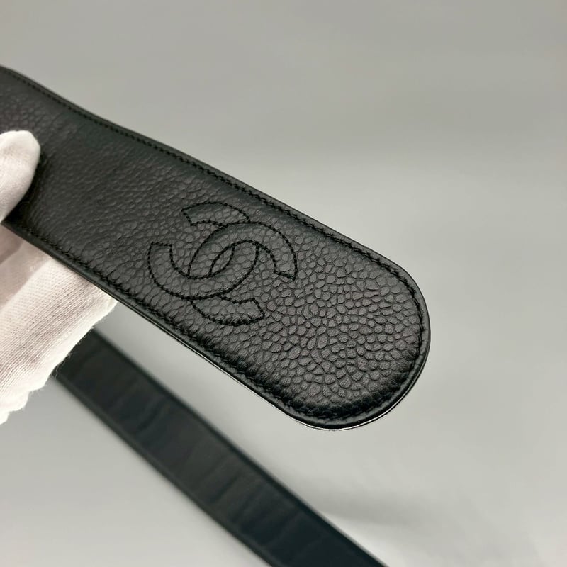 CHANEL (シャネル) ヴィンテージ キャビアスキン ココマーク ベルト