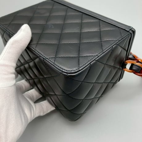 CHANEL (シャネル) ヴィンテージ べっ甲 ココマーク ラムスキン ハンドバッグ バニティ