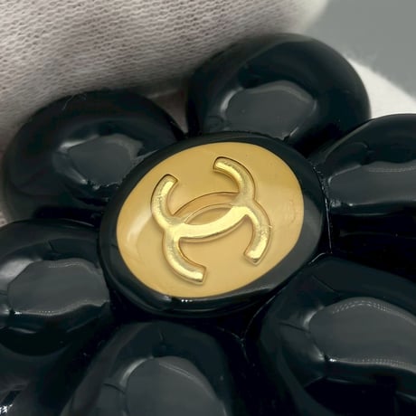 CHANEL (シャネル) ヴィンテージ カメリア ココマーク ブラック ブローチ