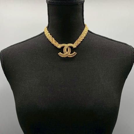 CHANEL (シャネル) ヴィンテージ デカココ ココマーク 3連チェーン ネックレス