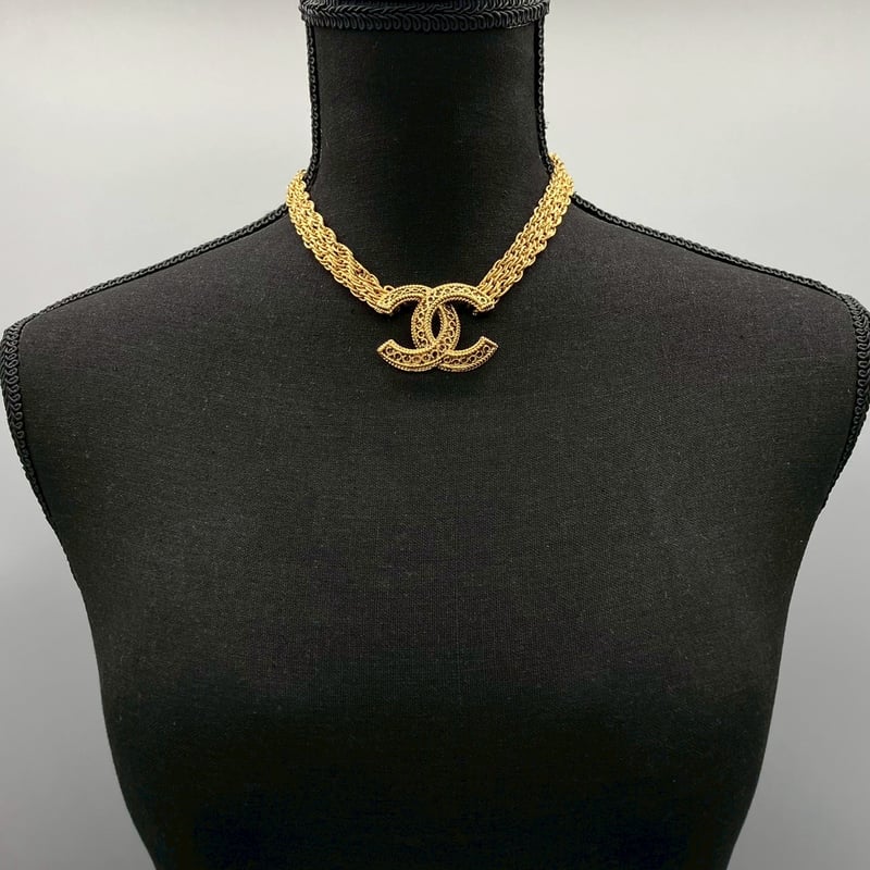 CHANEL (シャネル) ヴィンテージ デカココ ココマーク 3連チェーン