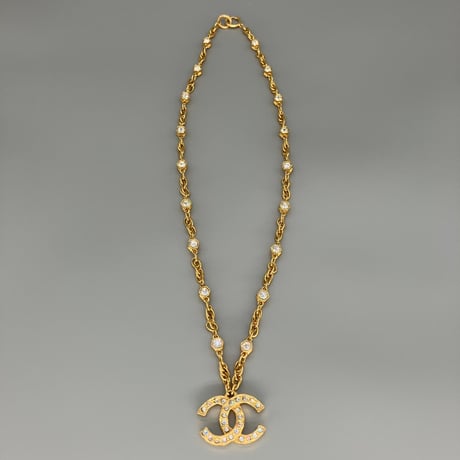 CHANEL (シャネル) ヴィンテージ ココマーク ラインストーン ネックレス