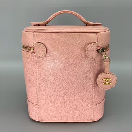 CHANEL (シャネル) ヴィンテージ デカココ ココマーク キャビアスキン ピンク ハンドバッグ バニティ