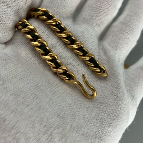 CHANEL (シャネル) ヴィンテージ ロケットペンダント グリポア カラーストーン ココマーク レザーチェーン ネックレス