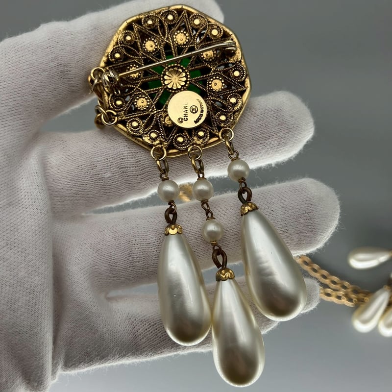 CHANEL (シャネル) ヴィンテージ カラーストーン グリポア パール