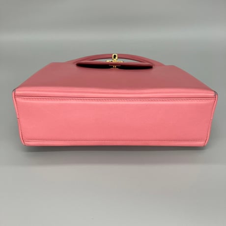 CHANEL (シャネル) ヴィンテージ ターンロック ココマーク ケリー ピンク ハンドバッグ