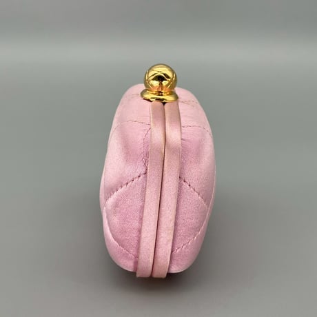 CHANEL (シャネル) ヴィンテージ サテン マトラッセ ピンク ミニポーチ ハンドバッグ
