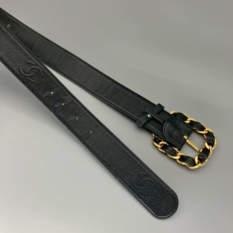 CHANEL (シャネル) ヴィンテージ キャビアスキン ココマーク ベルト