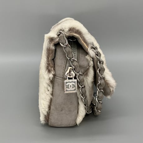 CHANEL (シャネル) ヴィンテージ スポーツライン ファー ココマーク ダブルチェーン ショルダーバッグ