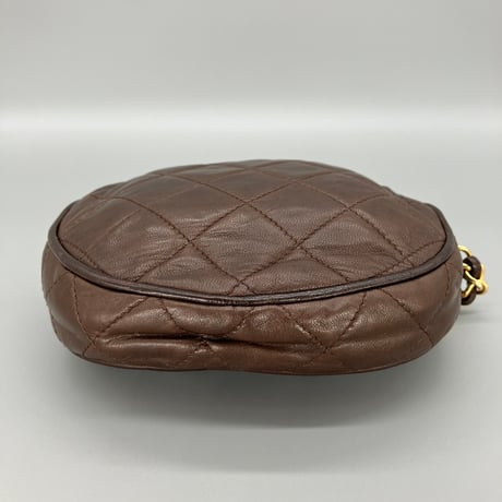 CHANEL (シャネル) ヴィンテージ ラムスキン ブラウン ラウンド ショルダーバッグ