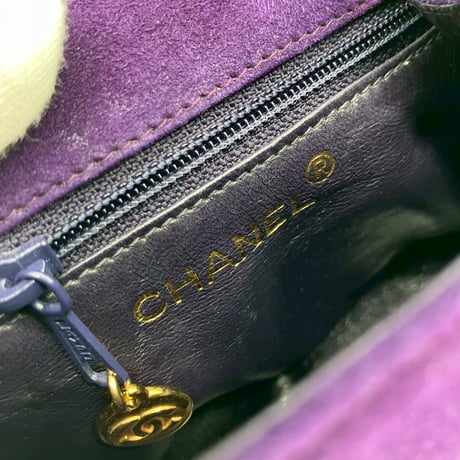 CHANEL (シャネル) ヴィンテージ スエード ツイスト ターンロック ココマーク ハンドバッグ