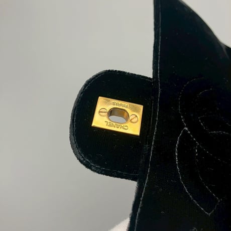 CHANEL (シャネル) ヴィンテージ ベロア ターンロック ココマーク 親子バッグ ハンドバッグ