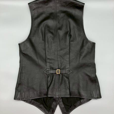 CHANEL (シャネル) ヴィンテージ ラムスキン レザー ロゴボタン ベスト