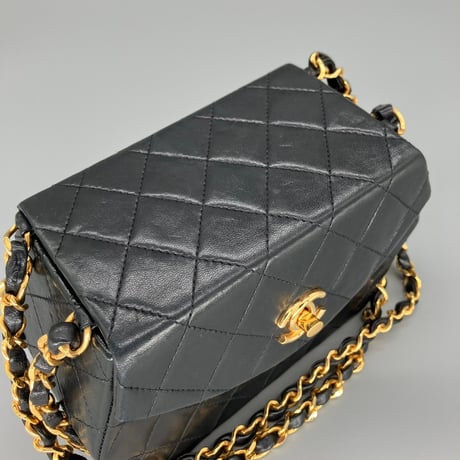 CHANEL (シャネル) ヴィンテージ ミニマトラッセ ターンロック ココマーク ダブルチェーン ショルダーバッグ