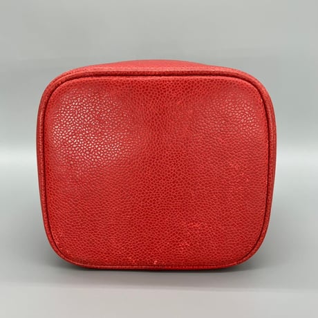 CHANEL (シャネル) ヴィンテージ デカココ ココマーク キャビアスキン レッド バニティ ハンドバッグ