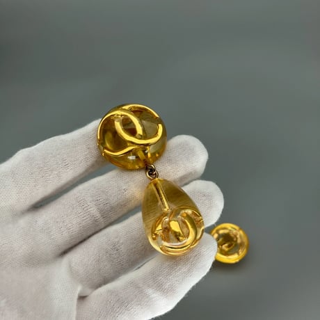 CHANEL (シャネル) ヴィンテージ デカココ ココマーク クリア スイング イヤリング