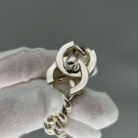 CHANEL (シャネル) ヴィンテージ デカココ ココマーク ターンロック シルバー ブレスレット