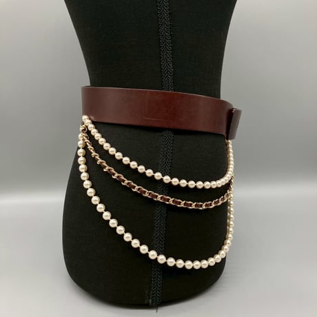 CHANEL (シャネル) ヴィンテージ パール 3連チェーン ベルト