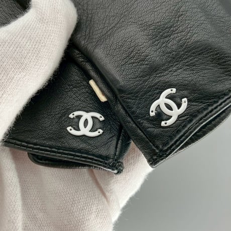 CHANEL (シャネル) ヴィンテージ ロゴ ココマーク レザー 手袋 グローブ
