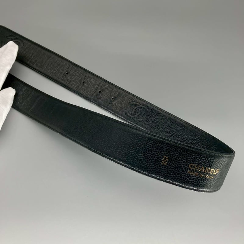 シャネル ココマーク ヴィンテージベルト キャビアスキン ブラック CHANEL (シャネル) ヴィンテージ キャビアスキン ココマーク ベルト