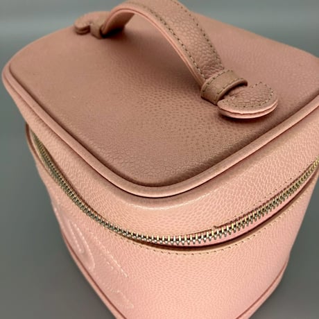 CHANEL (シャネル) ヴィンテージ デカココ ココマーク キャビアスキン ピンク ハンドバッグ バニティ